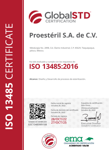 certificado proesteril 13485-2016